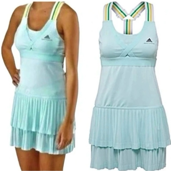 adidas Dresses & Skirts - NWOT Adidas Stella McCartney Barricade Aqua Pleated Tennis Dress Athletic Sz 10